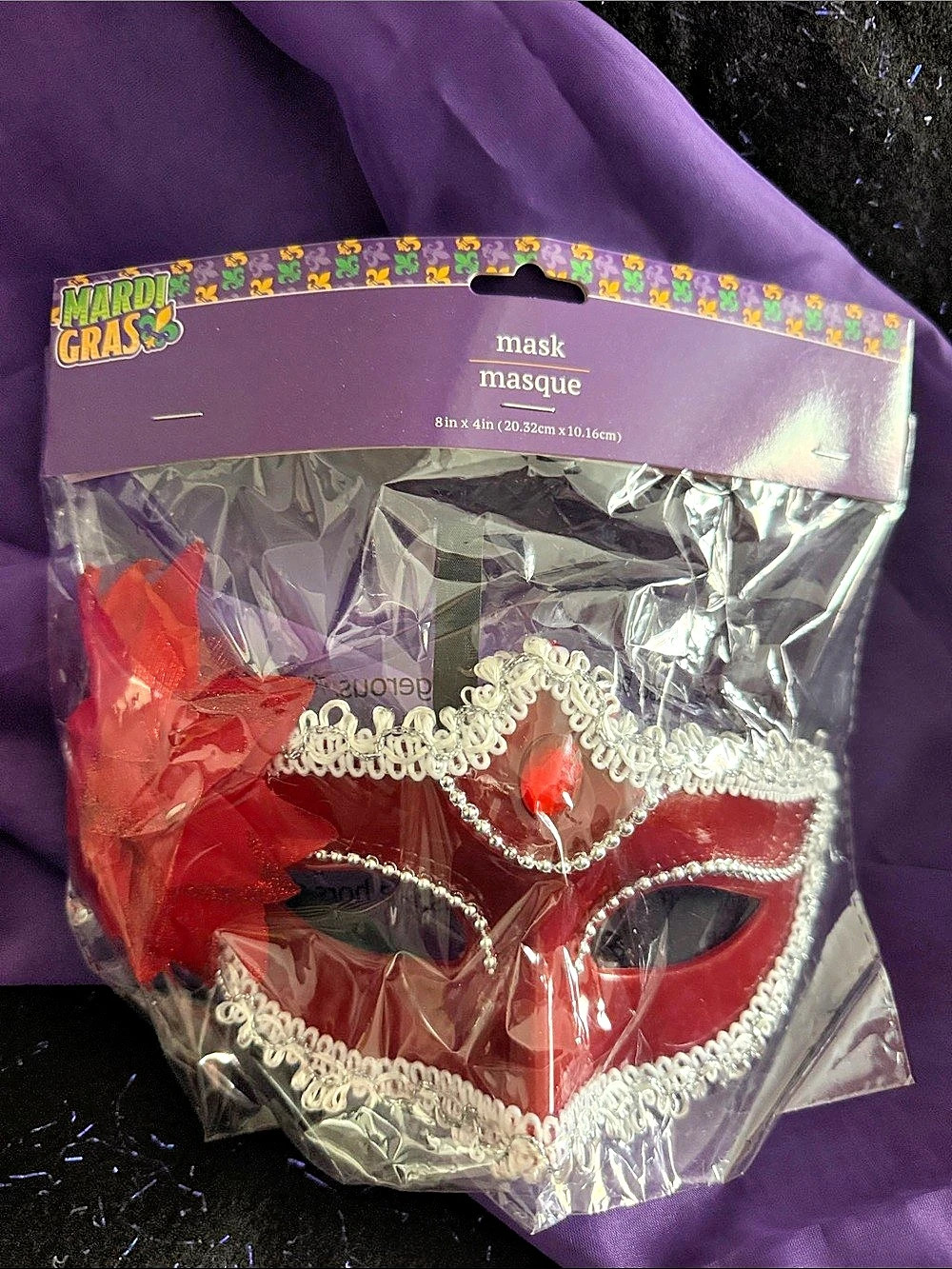Mardi Gras Red & Black Mask NWT